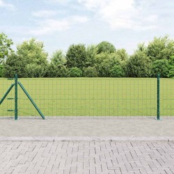 Clôture avec poteau Vert 0,6 x 25 m Acier et PVC 529015529015