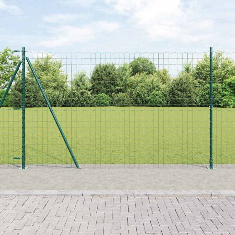 Clôture avec poteau Vert 1,5 x 10 m Acier 529019529019
