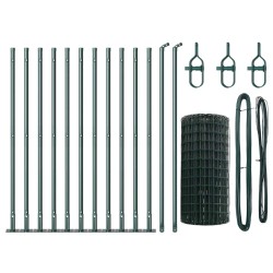 Clôture avec poteau Vert 0,6 x 25 m Acier et PVC 529020529020