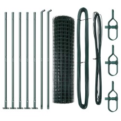 Clôture avec poteau Vert 0,8 x 10 m Acier et PVC 529021529021