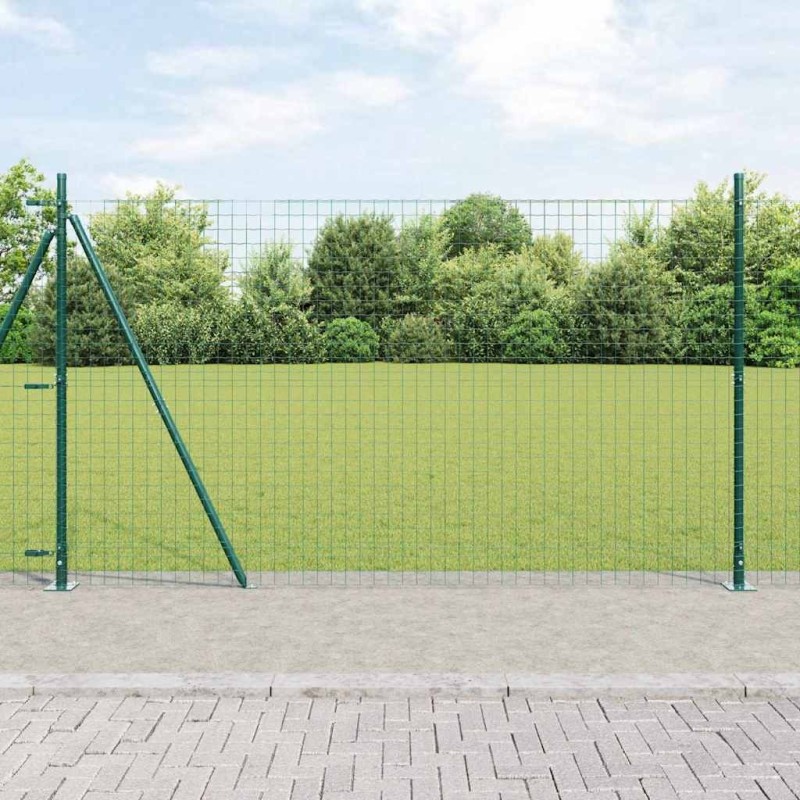 Clôture avec poteaux Vert 1.5 x 10 m Acier 529029529029