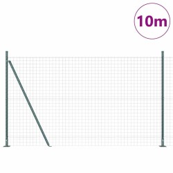 Clôture avec poteaux Vert 1.5 x 10 m Acier 529029529029