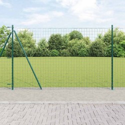 Clôture avec poteau Vert 1,4 x 10 m Acier et PVC 529032529032