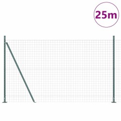 Clôture avec poteau Vert 1,2 x 25 m Acier et PVC 529043529043