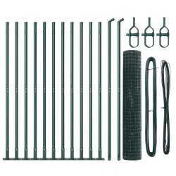 Clôture avec poteau Vert 1,2 x 25 m Acier et PVC 529043529043