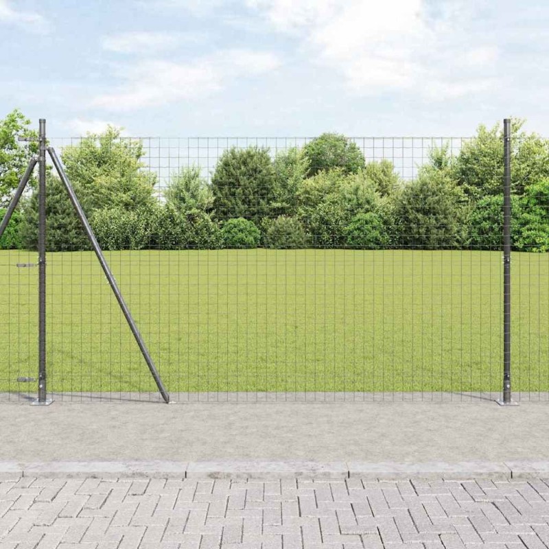 Clôture avec poteau Gris 1,5 x 10 m Acier et PVC 529051529051