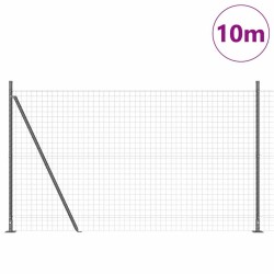 Clôture avec poteau Gris 1,6 x 10 m Acier et PVC 529055529055