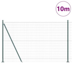Clôture avec poteau Vert 1,5 x 10 m Acier et PVC 529077529077