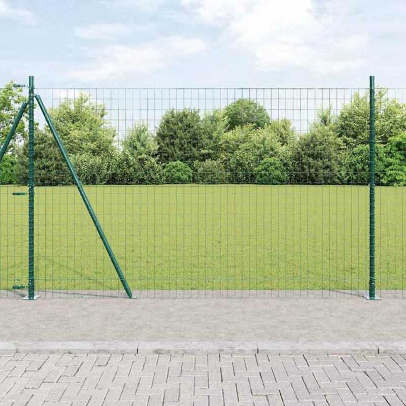 Clôture avec poteau Vert 1,4 x 10 m Acier et PVC 529083529083
