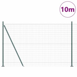Clôture avec poteau Vert 1,4 x 10 m Acier et PVC 529083529083