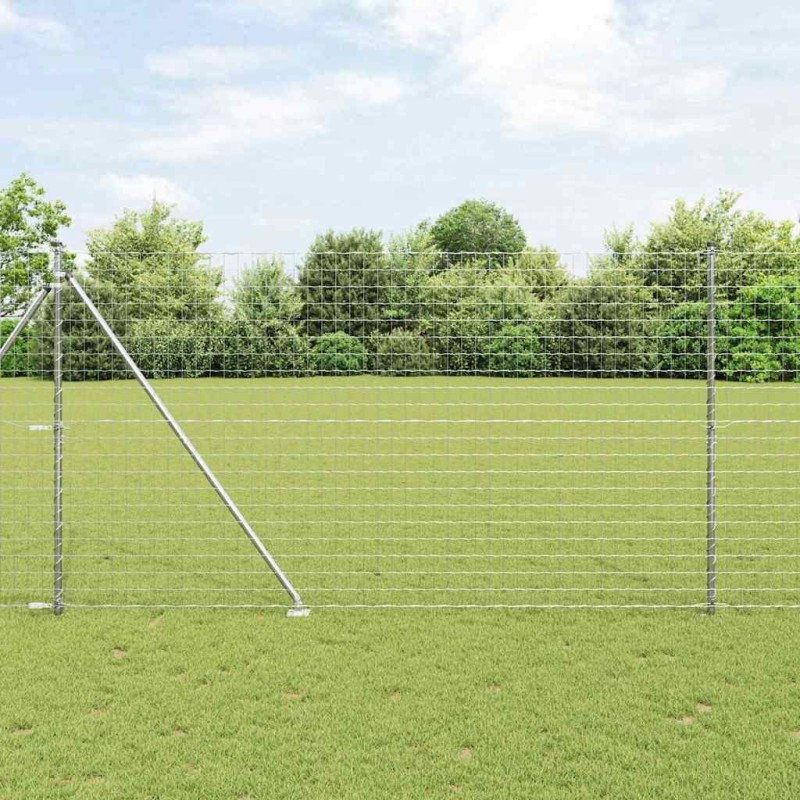 Clôture avec poteau Argenté 1,5 x 10 m Acier 529084529084
