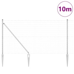 Clôture avec poteau Argenté 1,2 x 10 m Acier 529086529086