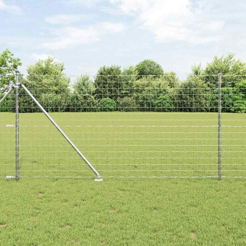 Clôture avec poteau Argenté 1 x 25 m Acier 529091529091