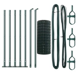 Clôture avec poteau Vert 0,6 x 10 m Acier et PVC 529096529096