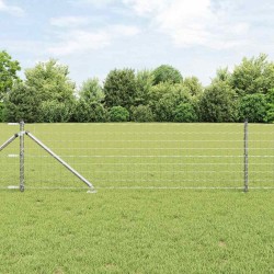 Clôture avec poteau Argenté 0,4 x 25 m Acier 529102529102