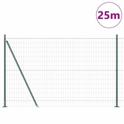 Clôture avec poteau Vert 1,2 x 25 m Acier et PVC 529104529104