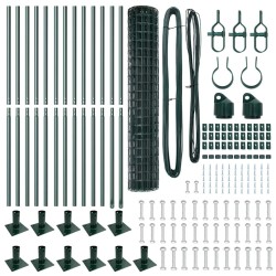 Clôture avec poteau Vert 1,2 x 25 m Acier et PVC 529104529104