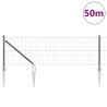 Clôture avec poteau Gris 0,4 x 50 m Acier et PVC 529107529107