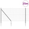 Clôture avec poteau Gris 1,2 x 25 m Acier et PVC 529108529108