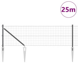 Clôture avec poteau Gris 0,6 x 25 m Acier et PVC 529111529111