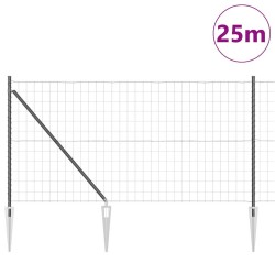 Clôture avec poteau Gris 1 x 25 m Acier et PVC 529116529116
