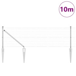 Clôture avec poteau Argenté 0,6 x 10 m Acier 529118529118