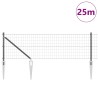 Clôture avec poteau Gris 0,6 x 25 m Acier et PVC 529124529124