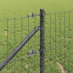 Clôture avec poteau Gris 0,6 x 25 m Acier et PVC 529124529124