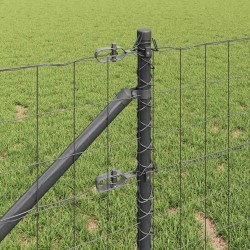 Clôture avec poteau Gris 0,8 x 25 m Acier et PVC 529126529126