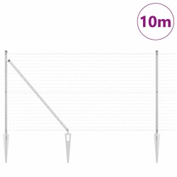 Clôture avec poteau Argenté 1 x 10 m Acier 529128529128