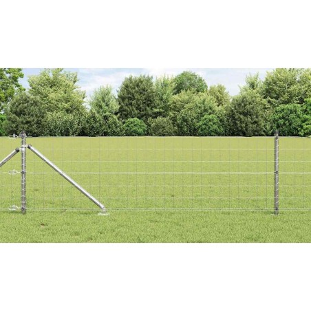 Clôture avec poteau Argenté 0,6 x 25 m Acier 529131529131
