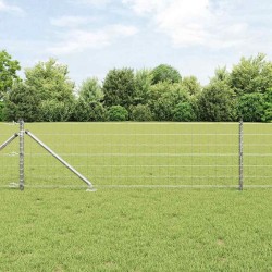 Clôture avec poteau Argenté 0,4 x 25 m Acier 529132529132