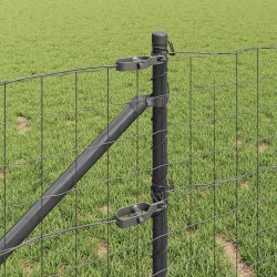 Clôture avec poteau Gris 0,4 x 50 m Acier et PVC 529151529151