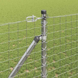 Clôture avec poteau Argenté 1,2 x 10 m Acier 529153529153