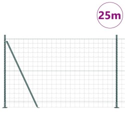 Clôture avec poteau Vert 1,2 x 25 m Acier 529159529159