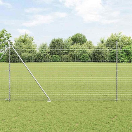 Clôture avec poteau Argenté 1,5 x 10 m Acier 529184529184