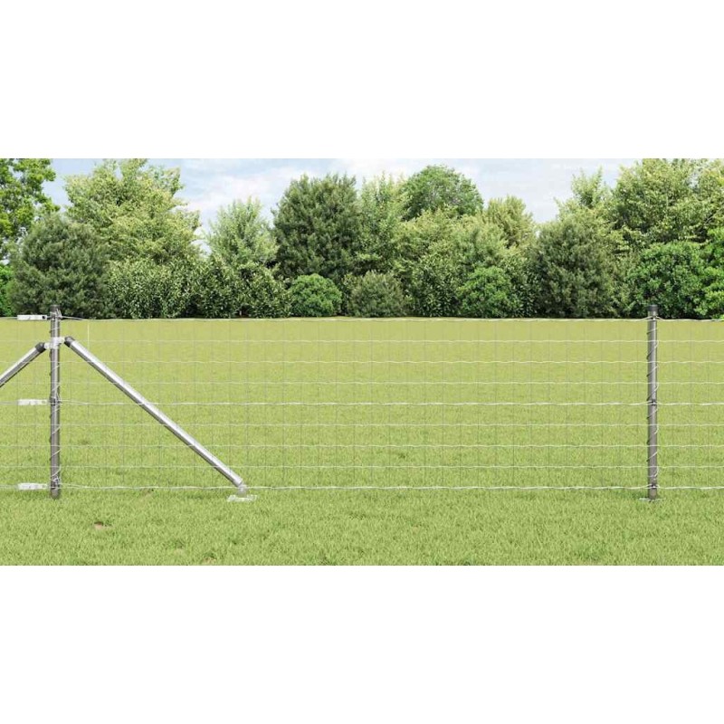 Clôture avec poteau Argenté 0,4 x 10 m Acier 529190529190