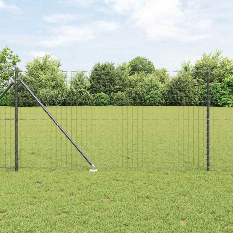 Clôture avec poteau Gris 1,4 x 10 m Acier et PVC 529196529196