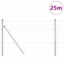 Clôture avec poteau Argenté 0,8 x 25 m Acier et PVC 529198529198