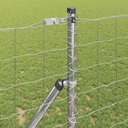 Clôture avec poteau Argenté 1,2 x 25 m Acier et PVC 529199529199