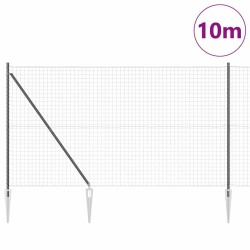 Clôture avec poteau Gris 1,5 x 10 m Acier et PVC 529208529208