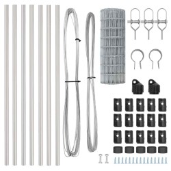 Clôture avec poteau Argenté 0,4 x 10 m Acier et PVC 529228529228