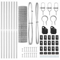 Clôture avec poteau Argenté 1,2 x 10 m Acier et PVC 529230529230