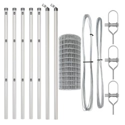 Clôture avec poteau Argenté 0,8 x 25 m Acier et PVC 529231529231