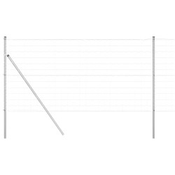 Clôture avec poteau Argenté 1,2 x 10 m Acier et PVC 529232529232