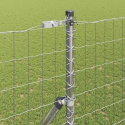 Clôture avec poteau Argenté 1,5 x 10 m Acier et PVC 529240529240