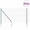 Clôture avec poteau Vert 1,2 x 25 m Acier et PVC 529258529258