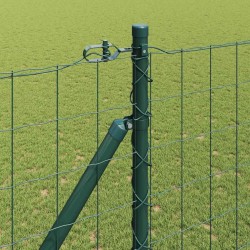 Clôture avec poteau Vert 1,5 x 10 m Acier et PVC 529259529259