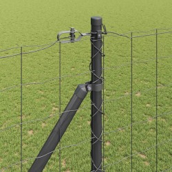 Clôture avec poteau Gris 1,6 x 10 m Acier et PVC 529280529280