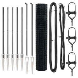 Clôture avec poteau Gris 1,6 x 10 m Acier et PVC 529280529280